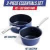 imageBlue Diamond Cookware 2QT Saucepan Pot with Lid Diamond Infused Ceramic Nonstick PFAS and PFOAFree Dishwasher Safe Oven Safe Durable Versatile Easy Clean Even Heating Blue1QT  2 QT Saucepan Set