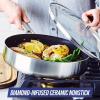 imageBlue Diamond Cookware TriPly Stainless Steel Ceramic Nonstick 375QT Saute Pan Jumbo Cooker with Lid PFASFree Multi Clad Induction Dishwasher Safe Oven Safe SilverSaute Pan