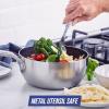 imageBlue Diamond Cookware TriPly Stainless Steel Ceramic Nonstick 375QT Saute Pan Jumbo Cooker with Lid PFASFree Multi Clad Induction Dishwasher Safe Oven Safe SilverSaucepan