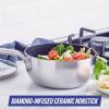 imageBlue Diamond Cookware TriPly Stainless Steel Ceramic Nonstick 375QT Saute Pan Jumbo Cooker with Lid PFASFree Multi Clad Induction Dishwasher Safe Oven Safe SilverSaucepan