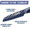 imageBlue Diamond Sharp Stone Nonstick Stainless Steel Cutlery 3 Piece Set including Chef Serrated and Pairing Knives with Covers Diamond Texture Blade Dishwasher Safe Blue35