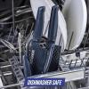 imageBlue Diamond Sharp Stone Nonstick Stainless Steel Cutlery 3 Piece Set including Chef Serrated and Pairing Knives with Covers Diamond Texture Blade Dishwasher Safe Blue35