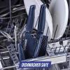 imageBlue Diamond Sharp Stone Nonstick Stainless Steel Cutlery 3 Piece Set including Chef Serrated and Pairing Knives with Covers Diamond Texture Blade Dishwasher Safe Blue3 Piece Chefs Knife Set
