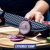 imageBlue Diamond Sharp Stone Nonstick Stainless Steel Cutlery 3 Piece Set including Chef Serrated and Pairing Knives with Covers Diamond Texture Blade Dishwasher Safe Blue3 Piece Chefs Knife Set