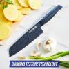 imageBlue Diamond Sharp Stone Nonstick Stainless Steel Cutlery 7quot Santoku Knife with Cover Diamond Texture Blade Dishwasher Safe Knives Blue