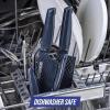 imageBlue Diamond Sharp Stone Nonstick Stainless Steel Cutlery 8quot Chef Knife with Cover Diamond Texture Blade Dishwasher Safe Knives Blue8