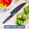 imageBlue Diamond Sharp Stone Nonstick Stainless Steel Cutlery 8quot Chef Knife with Cover Diamond Texture Blade Dishwasher Safe Knives Blue8