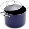 imageBlue Diamond Cookware 2QT Saucepan Pot with Lid Diamond Infused Ceramic Nonstick PFAS and PFOAFree Dishwasher Safe Oven Safe Durable Versatile Easy Clean Even Heating Blue8 QT Stockpot with Lid