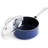 imageBlue Diamond Cookware 2QT Saucepan Pot with Lid Diamond Infused Ceramic Nonstick PFAS and PFOAFree Dishwasher Safe Oven Safe Durable Versatile Easy Clean Even Heating Blue2 QT Saucepan