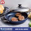 imageBlue Diamond 11quot Grill Genie Pan Diamond Infused Ceramic Nonstick with Lid PFOA and PFASFree Dishwasher ampamp Oven Safe Durable Cookware for Indoor Grilling Searing Versatile Cooking Blue11 Grill Genie Pan with Helper Handles