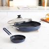 imageBlue Diamond 11quot Grill Genie Pan Diamond Infused Ceramic Nonstick with Lid PFOA and PFASFree Dishwasher ampamp Oven Safe Durable Cookware for Indoor Grilling Searing Versatile Cooking Blue11 Grill Genie Pan with Helper Handles