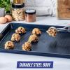 imageBlue Diamond 2Piece Half and Quarter Baking Sheet Set NonToxic PFAS ampamp PFOAFree Diamond Infused Ceramic Nonstick Oven ampamp Freezer Safe Dishwasher Safe Even Heating Metal Utensil Safe Blue2 18 x 13 Baking Sheets