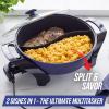 imageBlue Diamond Ceramic Nonstick 3in1 4QT Multifunction Electric Skillet Grill and Food Steamer with Glass Lid Dishwasher Safe Parts Adjustable Temperature Control PFASFree Blue55QT Hot Pot