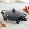imageBlue Diamond Ceramic Nonstick 3in1 4QT Multifunction Electric Skillet Grill and Food Steamer with Glass Lid Dishwasher Safe Parts Adjustable Temperature Control PFASFree Blue55QT Hot Pot