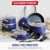 imageBlue Diamond Cookware 95quot ampamp 11quot Frying Pan Skillet Set Diamond Infused Ceramic Healthy Nonstick PFAS ampamp PFOAFree Dishwasher Safe Oven Safe Even Heating Metal Utensil Safe Warp Control BlueBlue