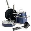 imageBlue Diamond Cookware 95quot ampamp 11quot Frying Pan Skillet Set Diamond Infused Ceramic Healthy Nonstick PFAS ampamp PFOAFree Dishwasher Safe Oven Safe Even Heating Metal Utensil Safe Warp Control BlueBlue