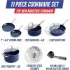 imageBlue Diamond Cookware 95quot ampamp 11quot Frying Pan Skillet Set Diamond Infused Ceramic Healthy Nonstick PFAS ampamp PFOAFree Dishwasher Safe Oven Safe Even Heating Metal Utensil Safe Warp Control BlueBlue