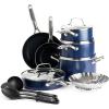 imageBlue Diamond Cookware 95quot ampamp 11quot Frying Pan Skillet Set Diamond Infused Ceramic Healthy Nonstick PFAS ampamp PFOAFree Dishwasher Safe Oven Safe Even Heating Metal Utensil Safe Warp Control BlueBlue