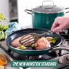imageBlue Diamond Cookware 95quot ampamp 11quot Frying Pan Skillet Set Diamond Infused Ceramic Healthy Nonstick PFAS ampamp PFOAFree Dishwasher Safe Oven Safe Even Heating Metal Utensil Safe Warp Control BlueGreen