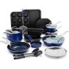 imageBlue Diamond Cookware 95quot ampamp 11quot Frying Pan Skillet Set Diamond Infused Ceramic Healthy Nonstick PFAS ampamp PFOAFree Dishwasher Safe Oven Safe Even Heating Metal Utensil Safe Warp Control BlueBlue