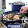 imageBlue Diamond Cookware 95quot ampamp 11quot Frying Pan Skillet Set Diamond Infused Ceramic Healthy Nonstick PFAS ampamp PFOAFree Dishwasher Safe Oven Safe Even Heating Metal Utensil Safe Warp Control BlueBlue