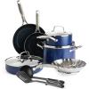 imageBlue Diamond Cookware 95quot ampamp 11quot Frying Pan Skillet Set Diamond Infused Ceramic Healthy Nonstick PFAS ampamp PFOAFree Dishwasher Safe Oven Safe Even Heating Metal Utensil Safe Warp Control BlueBlue