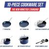 imageBlue Diamond Cookware 95quot ampamp 11quot Frying Pan Skillet Set Diamond Infused Ceramic Healthy Nonstick PFAS ampamp PFOAFree Dishwasher Safe Oven Safe Even Heating Metal Utensil Safe Warp Control BlueBlue