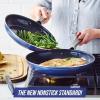 imageBlue Diamond Cookware 95quot ampamp 11quot Frying Pan Skillet Set Diamond Infused Ceramic Healthy Nonstick PFAS ampamp PFOAFree Dishwasher Safe Oven Safe Even Heating Metal Utensil Safe Warp Control BlueBlue