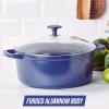 imageBlue Diamond Cookware Diamond Infused Ceramic Nonstick 45QT Dutch Oven with Glass Lid Lightweight Design PFASFree Dishwasher Safe Blue45QT Dutch Oven with Glass Lid