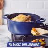 imageBlue Diamond Cookware Diamond Infused Ceramic Nonstick 45QT Dutch Oven with Glass Lid Lightweight Design PFASFree Dishwasher Safe Blue45QT Dutch Oven with Glass Lid