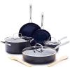 imageBlue Diamond Cookware Hard Anodized Ceramic Nonstick 10quot Frying Pan Skillet PFASFree Dishwasher Safe Oven Safe GreyBlue