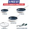 imageBlue Diamond Cookware TriPly Stainless Steel Ceramic Nonstick 7 Piece Cookware Pots and Pans Set PFASFree Multi Clad Induction Dishwasher Safe Oven Safe Silver6 Piece Cookware Pots and Pans Set