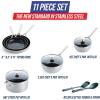 imageBlue Diamond Cookware TriPly Stainless Steel Ceramic Nonstick 7 Piece Cookware Pots and Pans Set PFASFree Multi Clad Induction Dishwasher Safe Oven Safe Silver11 Piece Cookware Pots and Pans Set