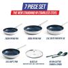 imageBlue Diamond Cookware TriPly Stainless Steel Ceramic Nonstick 7 Piece Cookware Pots and Pans Set PFASFree Multi Clad Induction Dishwasher Safe Oven Safe Silver7 Piece Cookware Pots and Pans Set