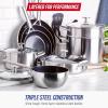 imageBlue Diamond Cookware TriPly Stainless Steel Ceramic Nonstick 7 Piece Cookware Pots and Pans Set PFASFree Multi Clad Induction Dishwasher Safe Oven Safe Silver15 Piece Cookware Pots and Pans Set