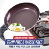 imageBlue Diamond Frying Pan 8 Skillet Diamond Infused Healthy Ceramic Nonstick PFAS and PFOAFree Dishwasher and Oven Safe Even Heating Metal Utensil Safe Warp Control Base BluePink