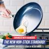 imageBlue Diamond Frying Pan 8 Skillet Diamond Infused Healthy Ceramic Nonstick PFAS and PFOAFree Dishwasher and Oven Safe Even Heating Metal Utensil Safe Warp Control Base BlueBlue