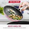 imageBlue Diamond Frying Pan 8 Skillet Diamond Infused Healthy Ceramic Nonstick PFAS and PFOAFree Dishwasher and Oven Safe Even Heating Metal Utensil Safe Warp Control Base BluePink