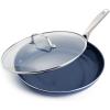 imageBlue Diamond Frying Pan 8 Skillet Diamond Infused Healthy Ceramic Nonstick PFAS and PFOAFree Dishwasher and Oven Safe Even Heating Metal Utensil Safe Warp Control Base BlueBlue