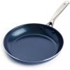 imageBlue Diamond Frying Pan 8 Skillet Diamond Infused Healthy Ceramic Nonstick PFAS and PFOAFree Dishwasher and Oven Safe Even Heating Metal Utensil Safe Warp Control Base BlueBlue