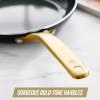 imageBlue Diamond Gold 10quot Frying Pan Skillet Ceramic Nonstick PFAS Free PFOA Free Induction Suitable Dishwasher Safe Gold Handle Black10 Frypan Skillet