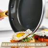 imageBlue Diamond Gold 10quot Frying Pan Skillet Ceramic Nonstick PFAS Free PFOA Free Induction Suitable Dishwasher Safe Gold Handle Black10 Frypan Skillet
