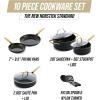 imageBlue Diamond Gold 10quot Frying Pan Skillet Ceramic Nonstick PFAS Free PFOA Free Induction Suitable Dishwasher Safe Gold Handle Black10 Piece Cookware Set