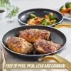 imageBlue Diamond Gold 10quot Frying Pan Skillet Ceramic Nonstick PFAS Free PFOA Free Induction Suitable Dishwasher Safe Gold Handle Black10 Piece Cookware Set
