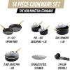 imageBlue Diamond Gold 10quot Frying Pan Skillet Ceramic Nonstick PFAS Free PFOA Free Induction Suitable Dishwasher Safe Gold Handle Black14 Piece Cookware Set