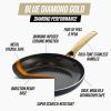 imageBlue Diamond Gold 10quot Frying Pan Skillet Ceramic Nonstick PFAS Free PFOA Free Induction Suitable Dishwasher Safe Gold Handle Black14 Piece Cookware Set