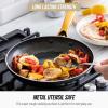 imageBlue Diamond Gold 10quot Frying Pan Skillet Ceramic Nonstick PFAS Free PFOA Free Induction Suitable Dishwasher Safe Gold Handle Black14 Piece Cookware Set