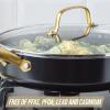 imageBlue Diamond Gold 10quot Frying Pan Skillet Ceramic Nonstick PFAS Free PFOA Free Induction Suitable Dishwasher Safe Gold Handle Black4 QT Saute Pan with Lid
