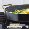 imageBlue Diamond Gold 10quot Frying Pan Skillet Ceramic Nonstick PFAS Free PFOA Free Induction Suitable Dishwasher Safe Gold Handle Black4 QT Saute Pan with Lid