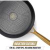 imageBlue Diamond Gold 10quot Frying Pan Skillet Ceramic Nonstick PFAS Free PFOA Free Induction Suitable Dishwasher Safe Gold Handle Black4 QT Saute Pan with Lid